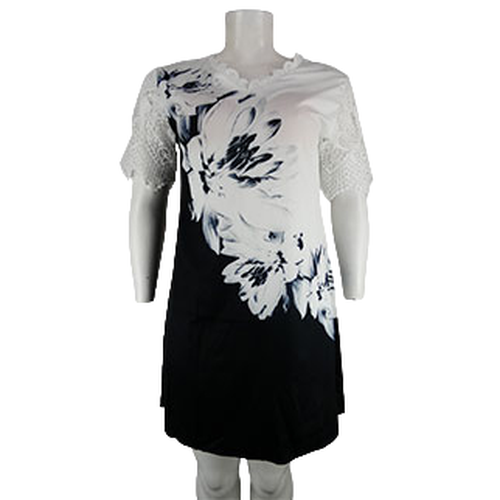 Robe blanche imprime florales bleu et dentelle - taille XL - Label Emmaus - Modalova