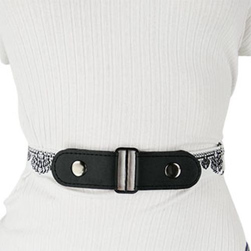 Ceinture lastique blanche et noire imprime - Label Emmaus - Modalova