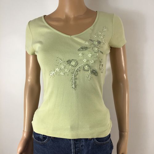 T-shirt /vert avec perle brod - Taille 36 - caroll - Modalova