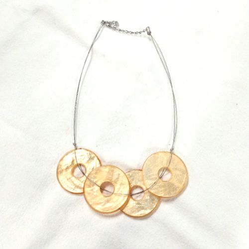 Collier fantaisie - anneaux - jaune - rglable - plastique - Label Emmaus - Modalova