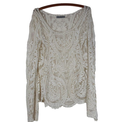 Top blanc manches logues en broderies transparent - 36 estim - it hippie - Modalova