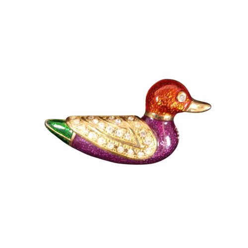 Broche canard en métal et strass - Label Emmaus - Modalova