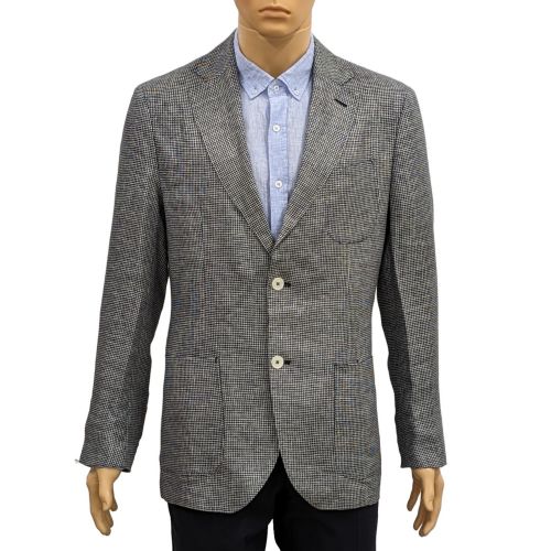 Veste de costume T 54 Blazer tiss en lin marine et blanc - massimo dutti - Modalova