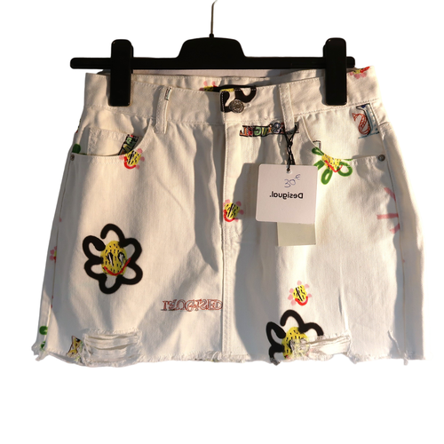 Jupe blanche  motif fleuri - Taille M - desigual - Modalova