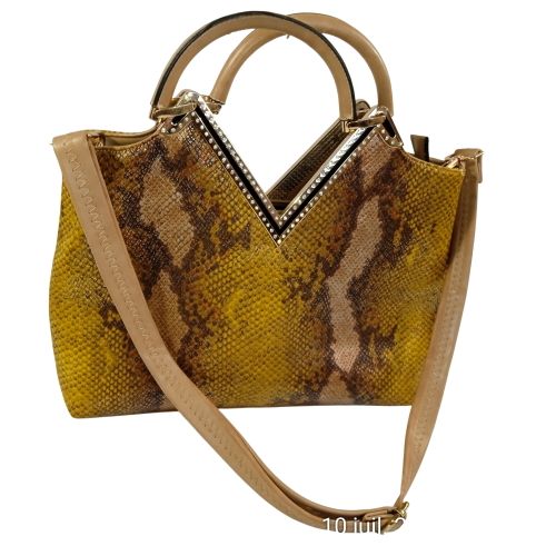Sac à main façon python et strass - Label Emmaus - Modalova