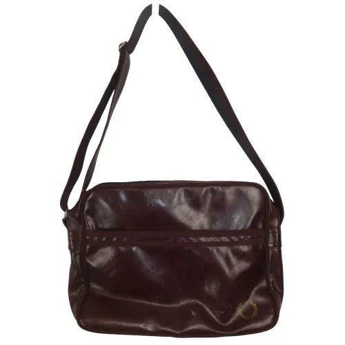 Sac  bandoulire bordeaux et bleu marine en cuir synthtique - fred perry - Modalova