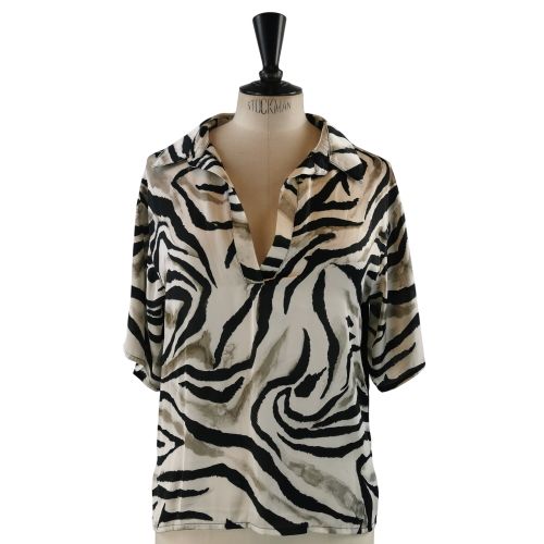 Blouse fluide imprimée – – Taille M (estimée) – Noir, écru & kaki - Koton - Modalova