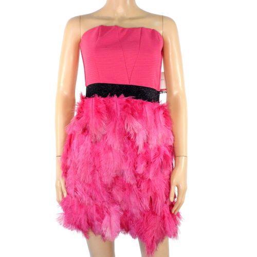 Robe Fuchsia A Plumes Taille 38 - Naf Naf - Modalova