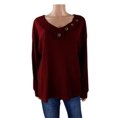 Pull bordeaux avec boutons sur le col - Taille 40/42 - shein - Modalova