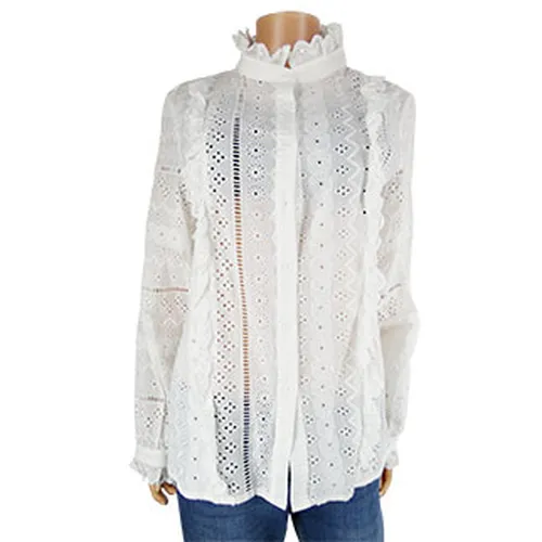 Chemise blanche case ajoure et broderie - -Taille L - sheilay - Modalova