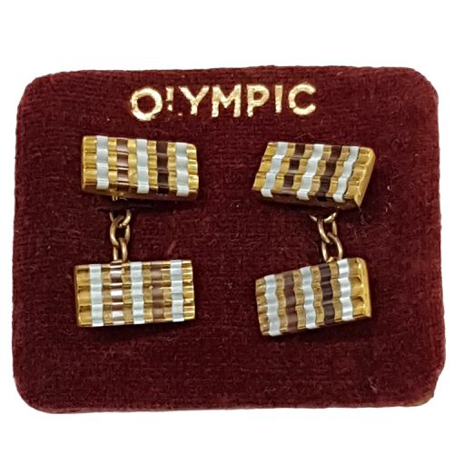 Paire de boutons de manchette en mtal dor stri vintage - olympic - Modalova