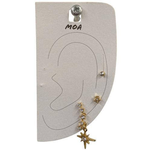 Lot de 3 piercings Boucles d'oreilles neuves en mtal " toiles " et " puce " strass - moa - Modalova