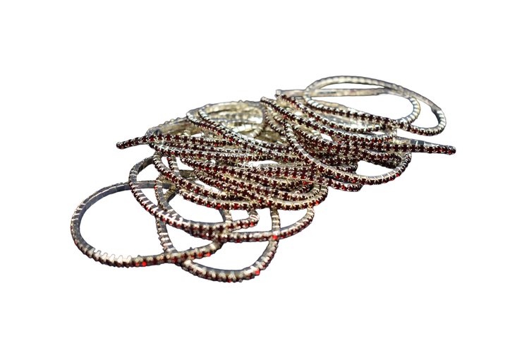 Bracelets lastiques fantaisie strass (24 rouges) - Label Emmaus - Modalova