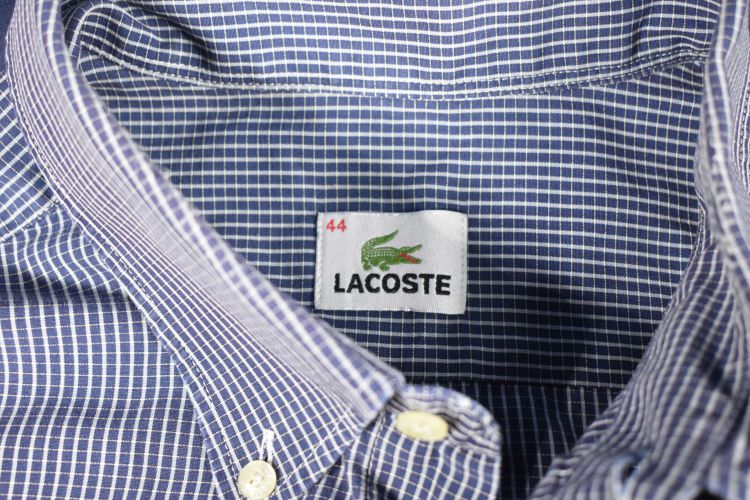 Chemise LACOSTE en tissu bleu-marine et blanche  petits carreaux. Taille 44 - la chemise lacoste - Modalova