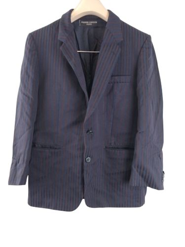 Veste bleu fonc et taupe  rayures - Pierre Cardin - 46 - Label Emmaus - Modalova