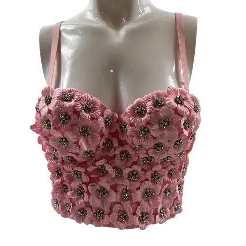 Haut bustier style corset  fleurs et argent Taille XS - Label Emmaus - Modalova