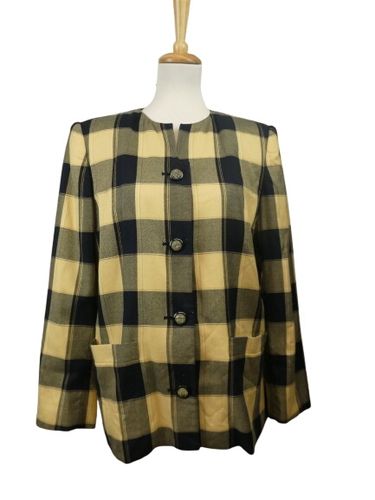 Atrium Made Philippines Blazer veste vintage carreaux jaune pastel vert - Taille 44 - Jacqueline Riu - Modalova