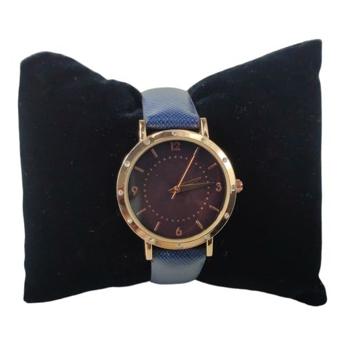 Montre dore avec strass - bracelet bleu marine - Label Emmaus - Modalova