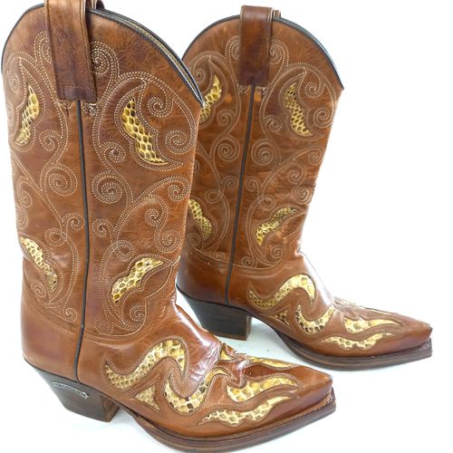 Bottes en cuir Santiag talon biseaut "Sendra" - T36 - Label Emmaus - Modalova