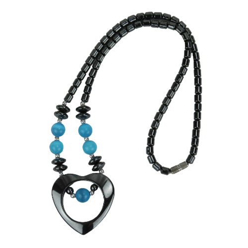 Collier perles et pendentif Hematite - Label Emmaus - Modalova