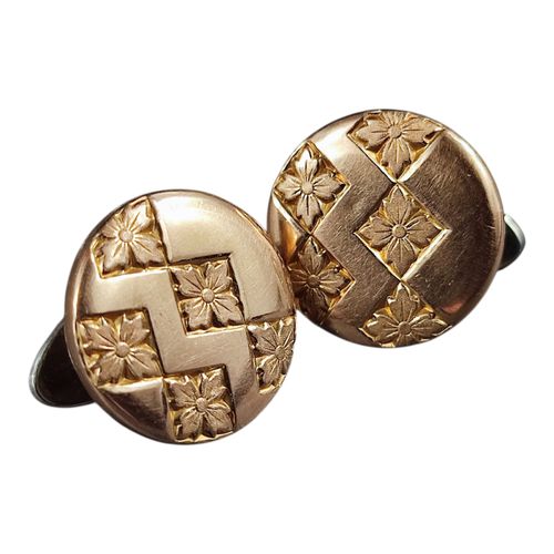 Boutons de manchettes dcor fleurs en mtal dor - Label Emmaus - Modalova