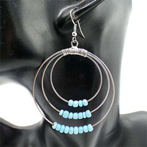 Boucles d'oreilles avec perles bleues - Label Emmaus - Modalova