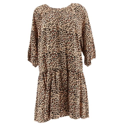 Robe - beige et noire- imprime lopard - manches 3/4 - 44 - gmo - Modalova