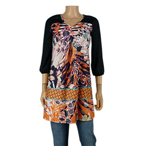 Tunique marine corail imprime - Taille 1 - formul - Modalova
