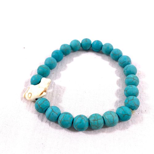 Bracelet extensibles en perles turquoise dont une perle dauphin - Label Emmaus - Modalova