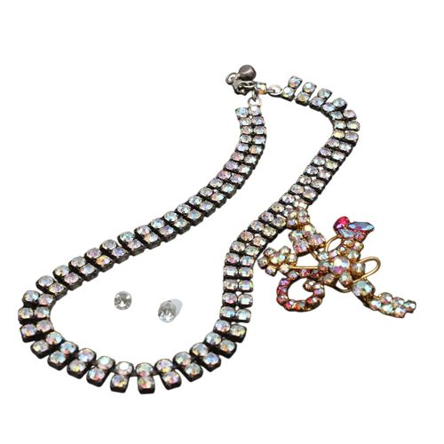 Collier et broche en stras irisé - Label Emmaus - Modalova