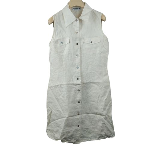 Robe blanche 100% lin /Taille 38/40 estime - longueur 93cm - souvenir de soie - Modalova