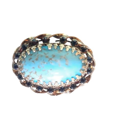 Broche ovale en pierre turquoise - Label Emmaus - Modalova