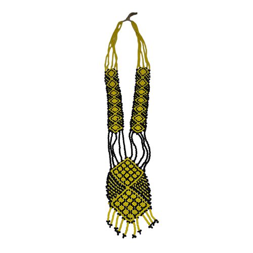 Long Collier de perles fines jaune & noir - Label Emmaus - Modalova