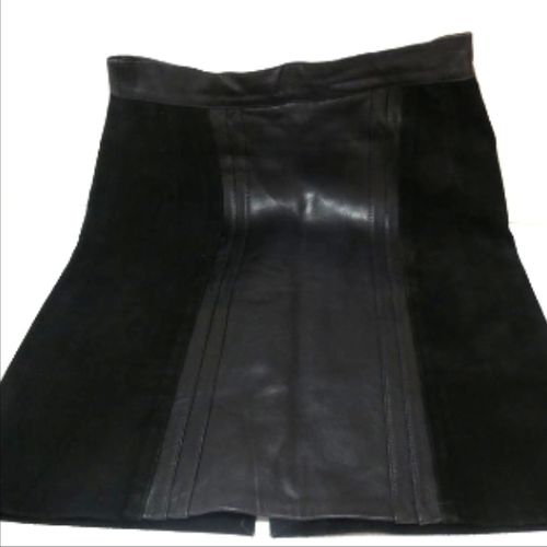 Jupe courte noire en cuir lisse et daim GIORGIO Paris taille 40 estime 38 - Label Emmaus - Modalova