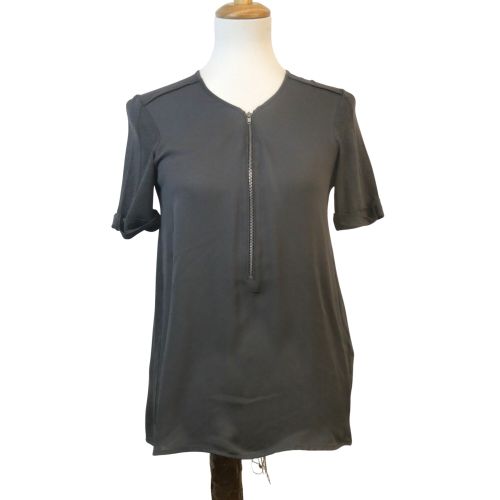 Top fin en soie zipp manches semi longues encolure rond - Taille S - The Kooples - Modalova