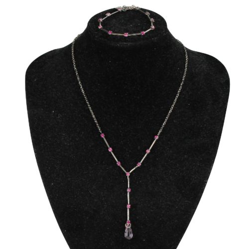 Parure "Agatha" - Bracelet et collier, mtal et strass - Label Emmaus - Modalova