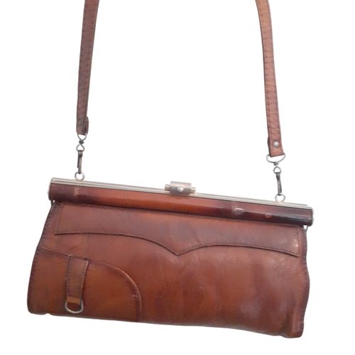 Sac rectangulaire en cuir camel - made in france - Modalova