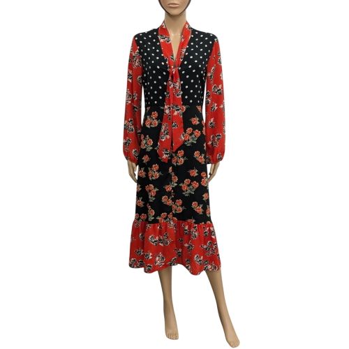 Neuf avec tiquette Robe T S imprim et noir fleurs et pois - neon rose - Modalova