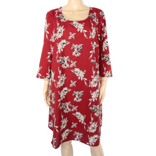 Robe Courte Bordeaux Fleurie Taille 50 - ellos - Modalova