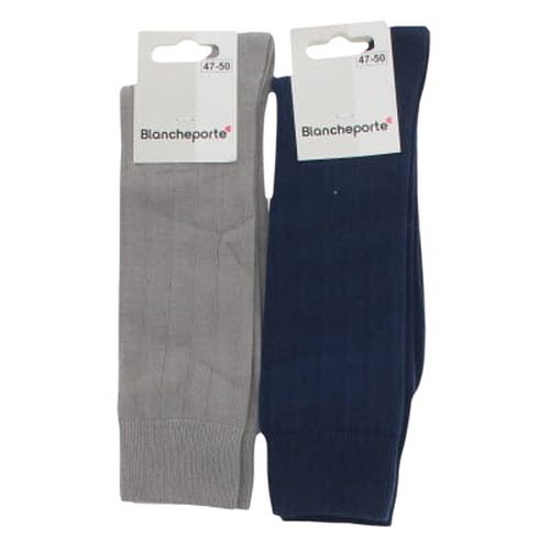 Lot de 2 paires de chaussettes bleue et grise - Femme - Taille 47/50 - blanche porte - Modalova