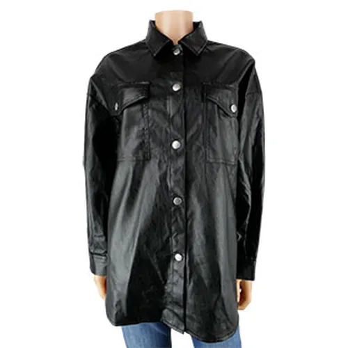 Veste simili-cuir - manches longues  - 38 - shein - Modalova