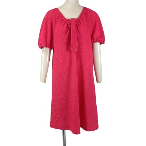 Robe Garcia texturée col noué manches ballon taille S A3675 - Fuchsia - Modalova