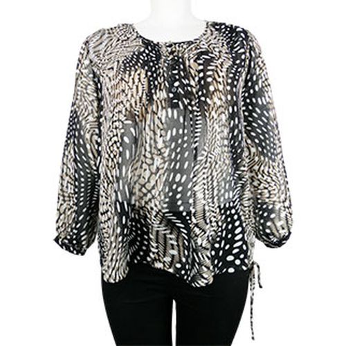 Blouse transparent imprims marron et blanc manches longues - 50 - damart - Modalova