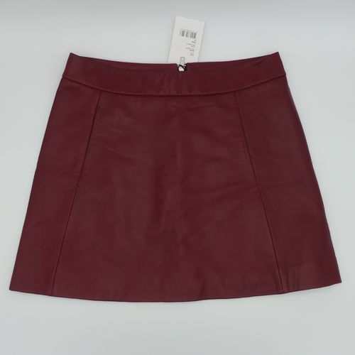 Mini Jupe Bordeaux en cuir d'Agneau taille M Ganni - Label Emmaus - Modalova