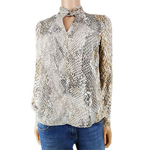 Blouse beige imprim serpent manches longues - 34 - h&m - Modalova