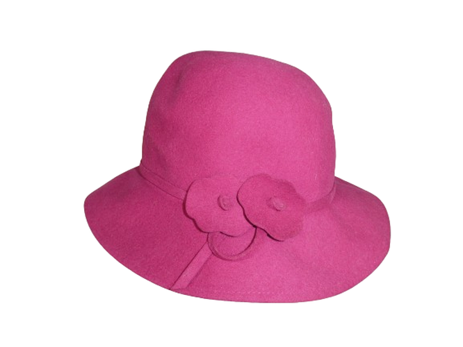 Chapeau melon  fleurs laine fuschia Taille 58 - Label Emmaus - Modalova