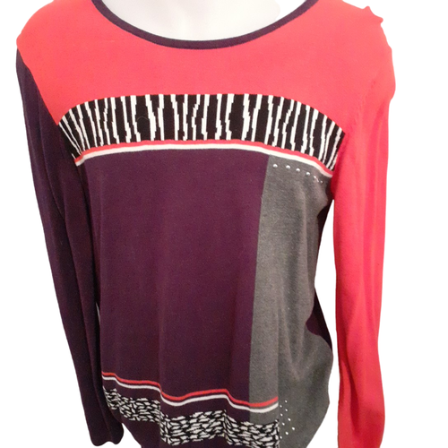 Pull rouge, gris et violet - Christine Laure - Label Emmaus - Modalova