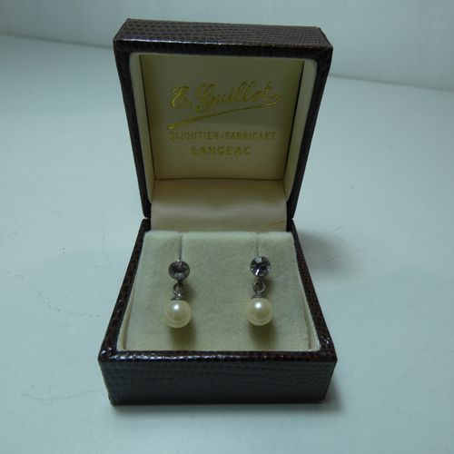 Boucles d'oreilles en argent 925 avec zircon et perle - Label Emmaus - Modalova