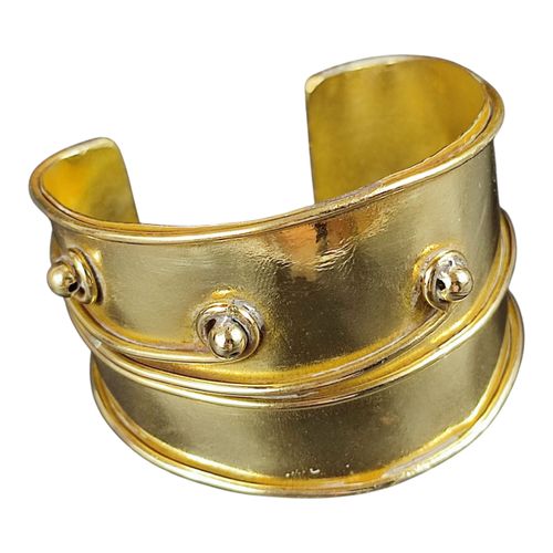 Bracelet manchette "Crosses de fougre" en mtal dor - Label Emmaus - Modalova