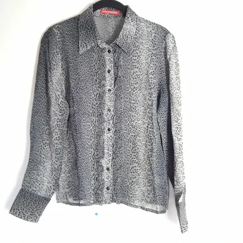 Chemisier manches longues imprim lopard gris et noir, Taille: 38 - alain manoukian - Modalova